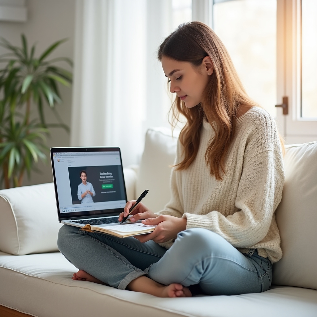 Sesiune de formare online pe laptop